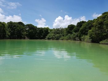 Scenic view of lake against sky