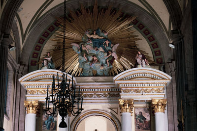 Low angle view of statues on building