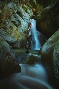 Water flowing through rocks