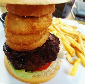 Close-up of served in plate