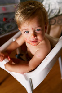 Portrait of cute boy at home