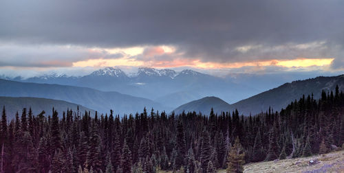 Panoramic view of landscape against sky during sunset