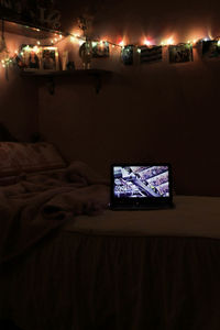 View of illuminated building