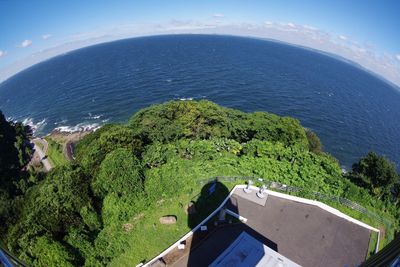 High angle view of sea against sky