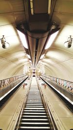 Interior of illuminated subway station