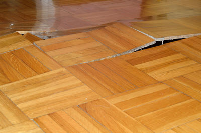 High angle view of wooden floor at home