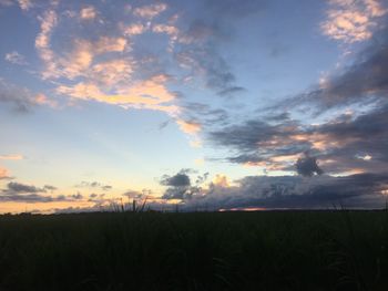 Scenic view of field against sky during sunset