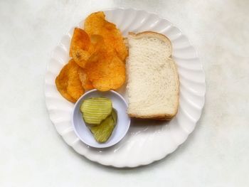 High angle view of food in plate