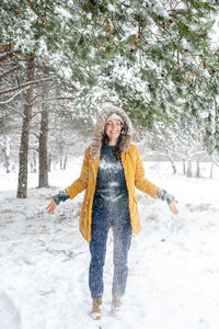 Portrait of a woman in snow