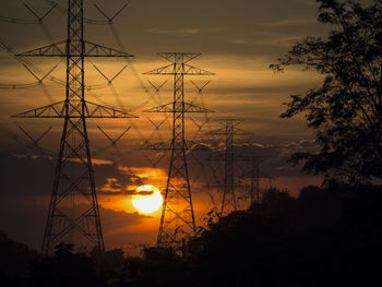 Electrodes, power and energy conservation ideas. during sunset