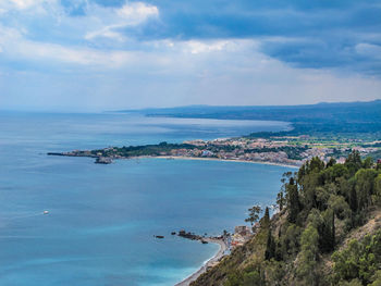 High angle view of sea against sky