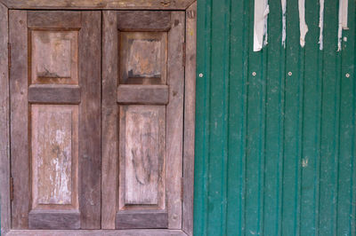 Closed door of old house