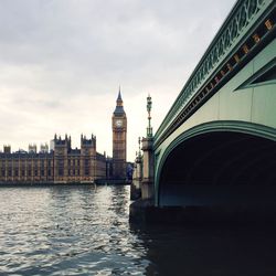 Westminster bridge over thames river against sky
