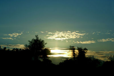 Silhouette trees against sky during sunset