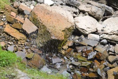 Close-up of rocks on shore