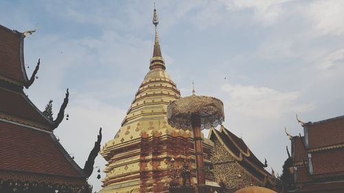 Low angle view of temple building against sky