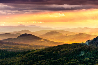 Scenic view of dramatic sky during sunset