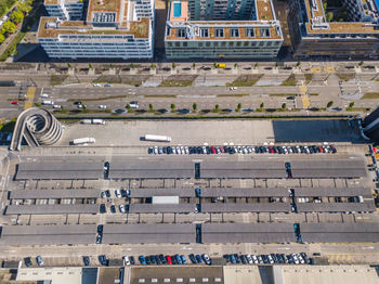 High angle view of cars moving on road