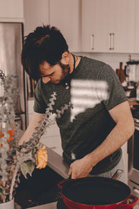 Man preparing food at home