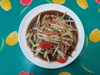 High angle view of meal served in plate