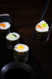 Close-up of food on table