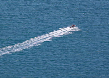 High angle view of boat on sea