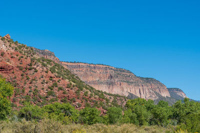 Low angle landscape of colorful stone hills at jemez national recreation area in new mexico
