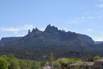 Scenic view of mountains against sky