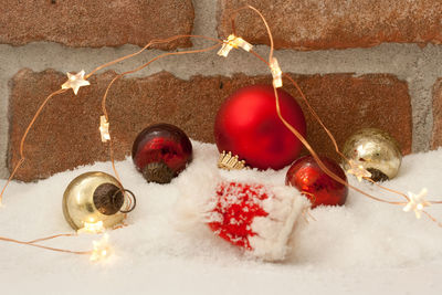 High angle view of christmas decoration