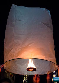 Low angle view of illuminated lantern