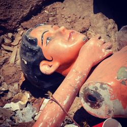 Close-up of damaged wall