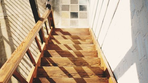 High angle view of staircase in building