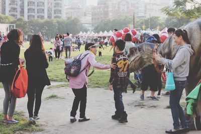 Group of people dancing outdoors