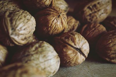 Close-up of walnuts on table