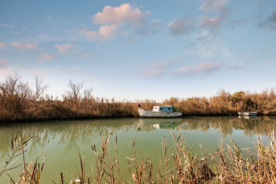 Scenic view of lake against sky