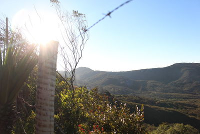 Scenic view of mountains against clear sky