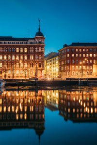 Reflection of buildings in water