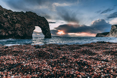 Scenic view of sea against sky during sunset