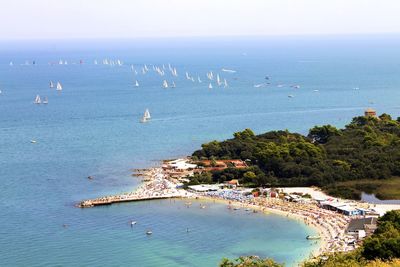 High angle view of sea against sky