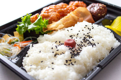 Close-up of food served in plate