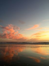 Scenic view of sea against sky at sunset