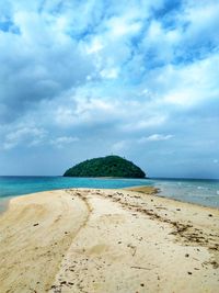 Scenic view of beach against sky