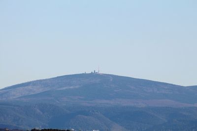 Scenic view of mountains against clear sky