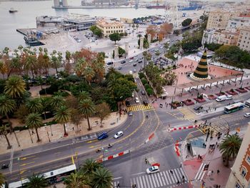 High angle view of city street