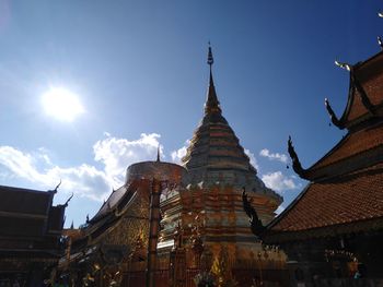 Low angle view of temple building against sky