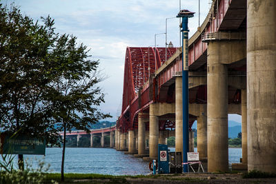 Low angle view of bridge over river