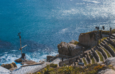 High angle view of sea against sky