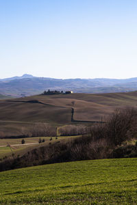 Scenic view of landscape against clear sky