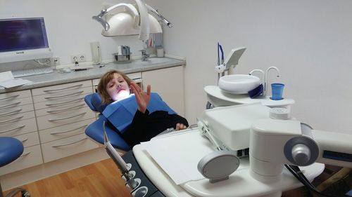 Portrait of girl at dental clinic