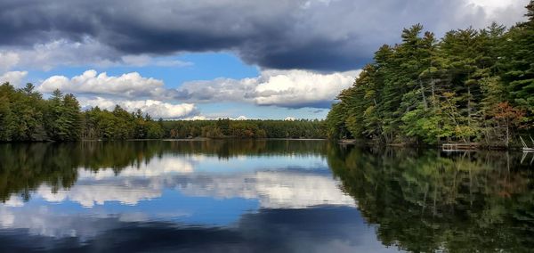 Scenic view of lake against sky